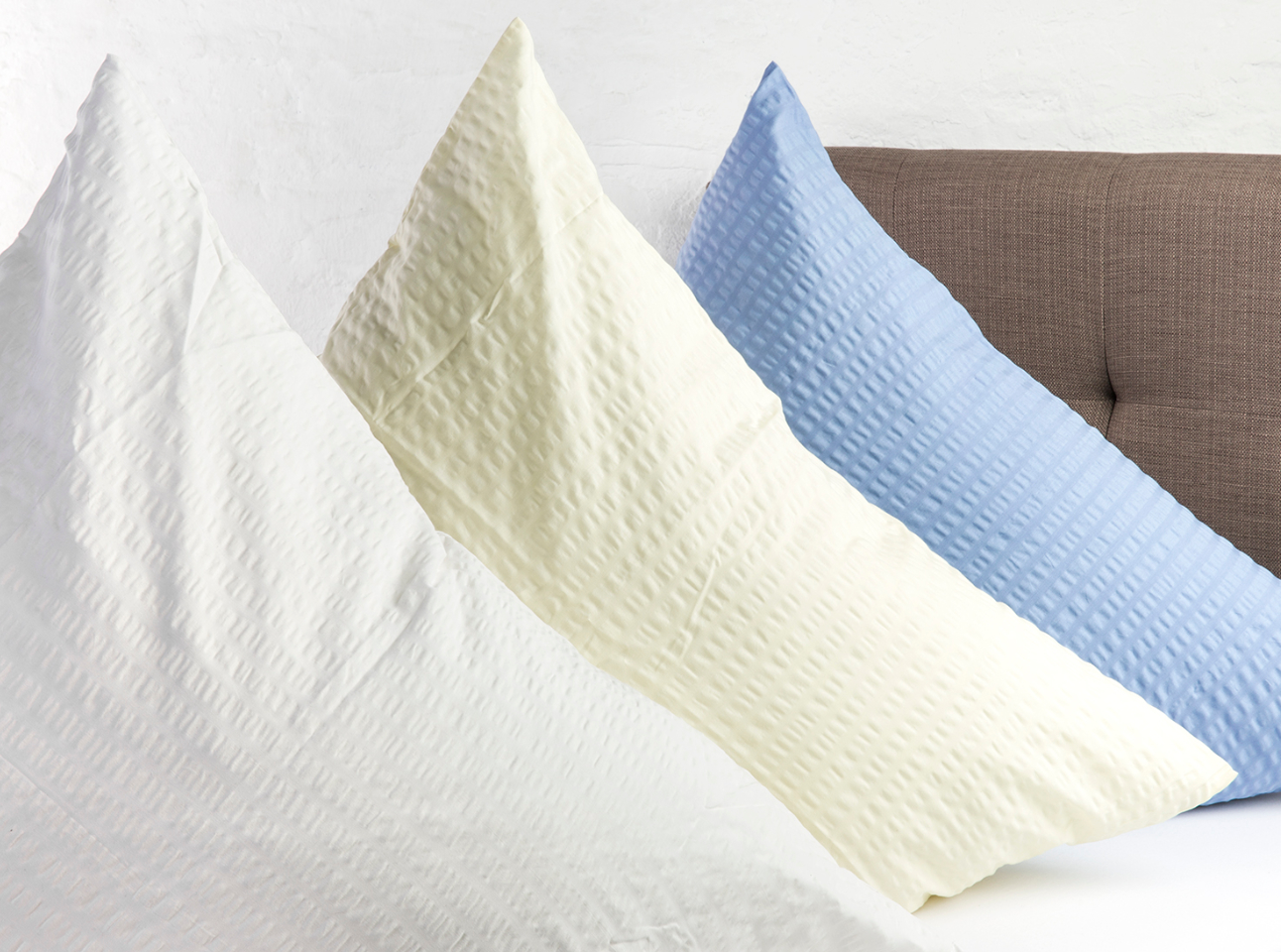 Premium Seersucker Hotelbettwäsche 100% Baumwolle 80 x 80 cm + 135 x 200 cm Farbe: Weiß I B-Ware